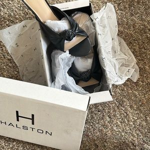Brand New with Box Halston Women’s Slide Heel Open Toe Slate Blue Shoe Size 9